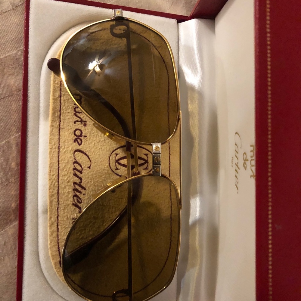 Vintage Gold Cartier Vendome Santos Sunglasses
